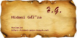 Hidasi Géza névjegykártya